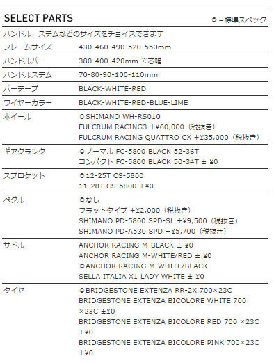 ANCHOR 2015 ROADBIKE RA6　EQUIPE SELECT PARTS（アンカー 2015年モデル ロードバイク エキップ セレクトパーツ）