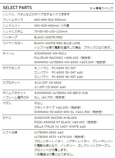 ANCHOR 2015 ROADBIKE RL8 ELITE SELECT PARTS（アンカー 2015年モデル ロードバイク エリート セレクトパーツ）