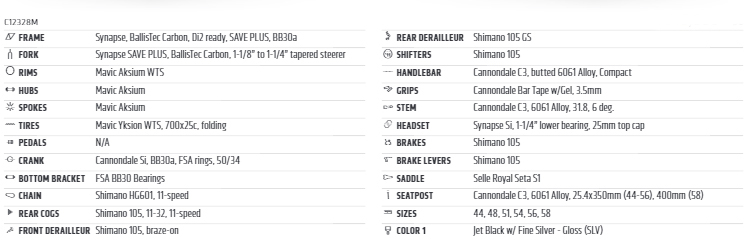 CANONDALE 2018 SYNAPSE CARBON  SHIMANO 105 SPEC　COMPO（キャノンデール 2018年 シナプス カーボン スペック コンポ）