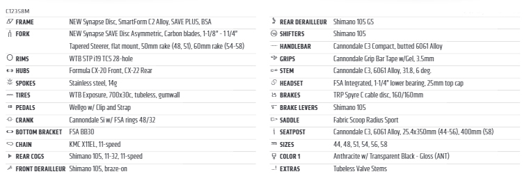 CANONDALE 2018 SYNAPSE SHIMANO 105 SE SPEC COMPO（キャノンデール 2018年 シナプス ディスク スペシャルエディション スペック コンポ）