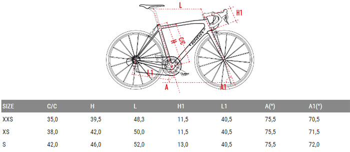 WILIER 2018 ROADBIKE LUNA Alumi  SHIMANO 105 SIZE GEOMETRY（ウィリエール 2018年モデル ロードバイク ルナ アルミ サイズ ジオメトリー）