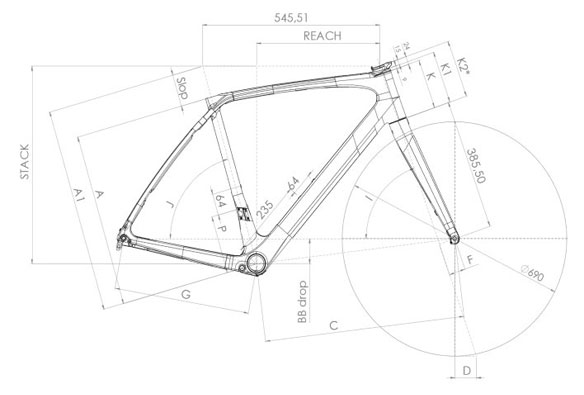 LOOK 2025 2024 ROADBIKE ROADRACER 765 OPTIMUM 2 DISC SIZE GEOMETRY（ルック オプティマ厶2 ディスク 2025年モデル 2024年モデル ロードバイク ロードレーサー サイズ ジオメトリー