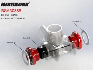 WISHBONE BSA30386 ウィッシュボーン ROTOR BB30クランクを装着の場合