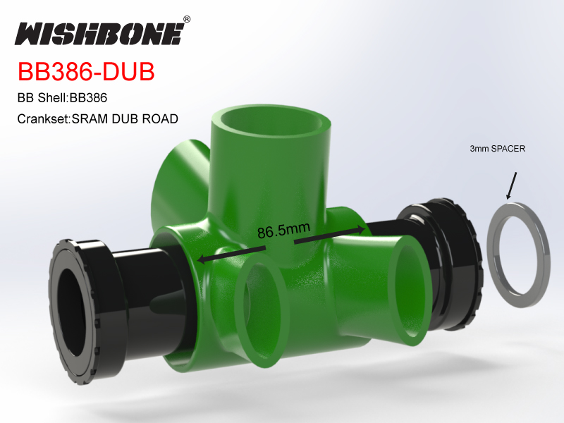 WISHBONE BOTTOMBRACKET BB386-DUB ウィッシュボーン ボトムブラケット SRAM DUB ROAD クランクを装着の場合